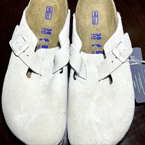 Birkenstock White Suede Sandals